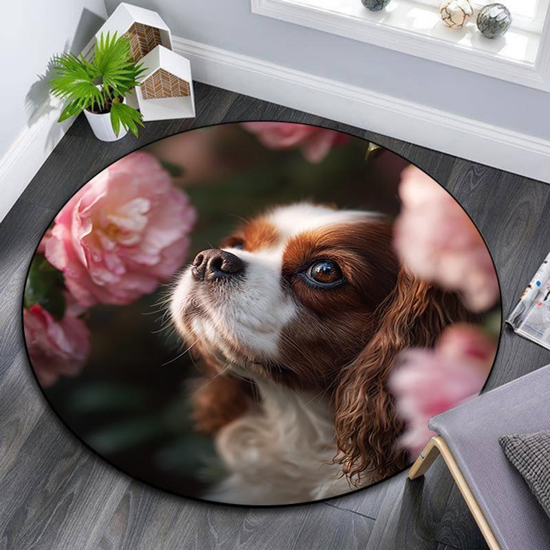 Bernese Mountain Dog Round Area Rug,Carpet Rug for Living Room Bedroom Sofa Playroom Decor,Non-slip Floor Mat