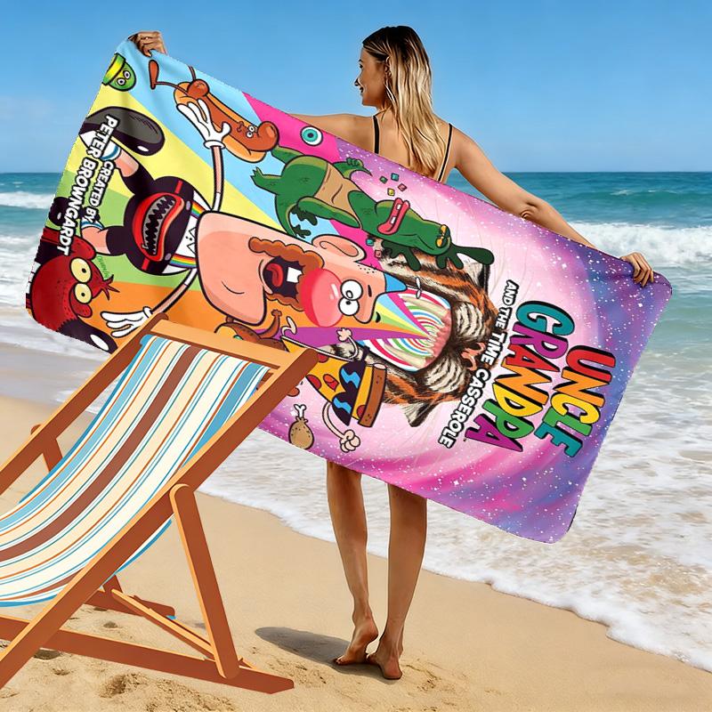 Uncle Grandpa Print Beach Towel, Large Soft Quick Dry Towel for Beach Camping Swimming