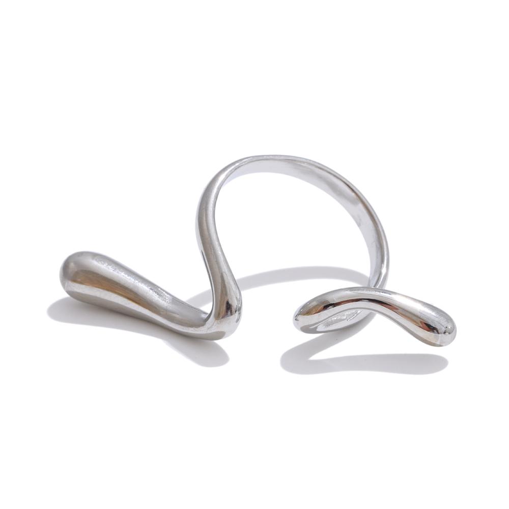 

Yhpup Stainless Steel Twisted Irregular Adjustable Creative Fashion Ring Distinctive Geometric Finger Jewelry Accessories New resizable