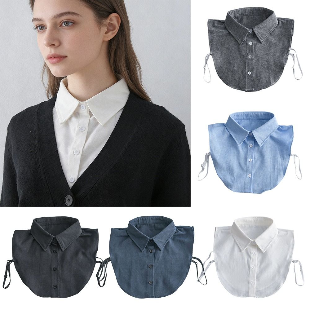 Women Clothes Accessories Detachable Fake Collar Cotton Solid Color Neckline Stand Up Collar