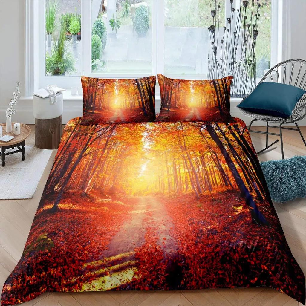Tre of Life Soft Duvet Cover Set, Maple Tre Beding Sets,Gothic Nature Branch Warm Comforter Cover Red Tre Comfortable Quilt Cover King-Sized Dimension