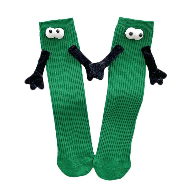 1 pár Módní Dětské Párované Vtipné Roztomilé Panenkové Bílé Ponožky Žena Kawaii Středně Dlouhé Ponožky Magnetické Ponožky s Rukama Černobílá Barva