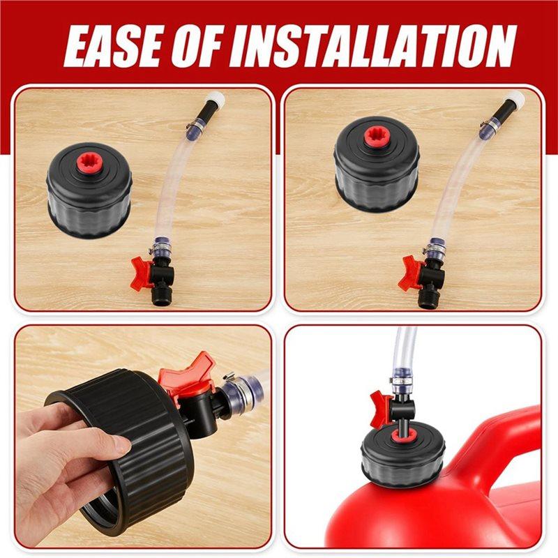Fuel Filler Hose Kit 4 Pieces Racing Fuel Jug Cap 5 Gallon Gas Can Cap For 5 Gallon Container Black Transparent