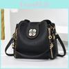 Fashionable Bucket Shape Pu Leather Handbag With Chain And Lock For Casual Outings