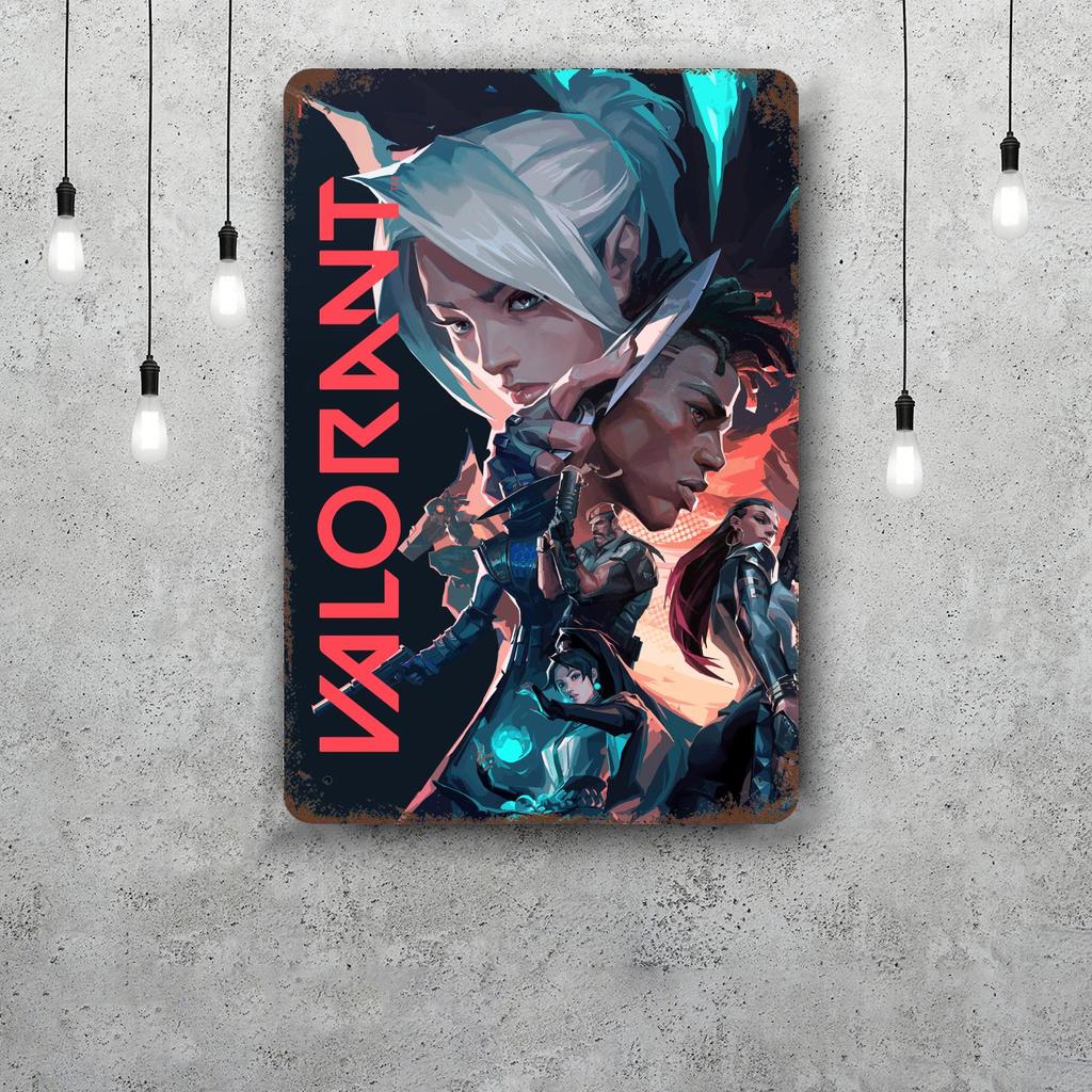 Cypher Valorant Vintage Metal Tin Signs Posters Decor Retro Metal Plaque Wall Art Decor for Garage Bar