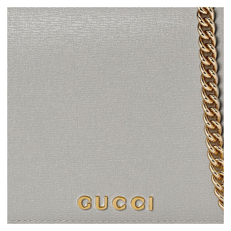 Gucci Brand letter logo snap closure leather shoulder crossbody wallet women's light gray
