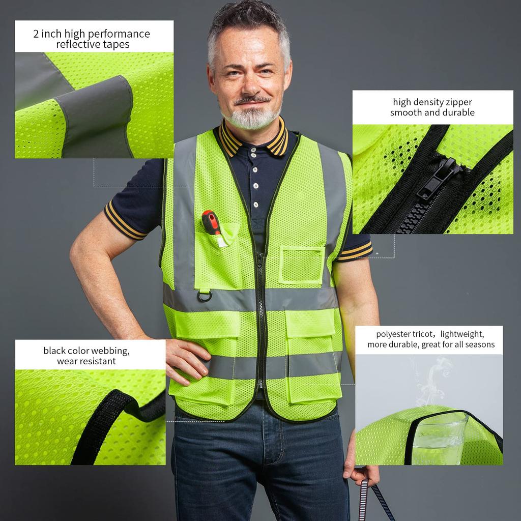 Reflective Vest High-Grade Safety Signal Custom Logo Rider Jacket Vest High Visibility Working Safety Jacket Fluorescent Woman