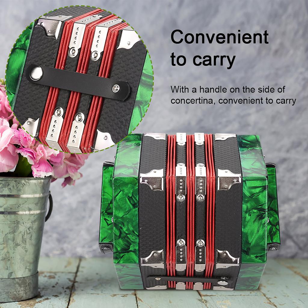 Professional 20 Buttons Accordion Concertina Musical Instrument (Green)