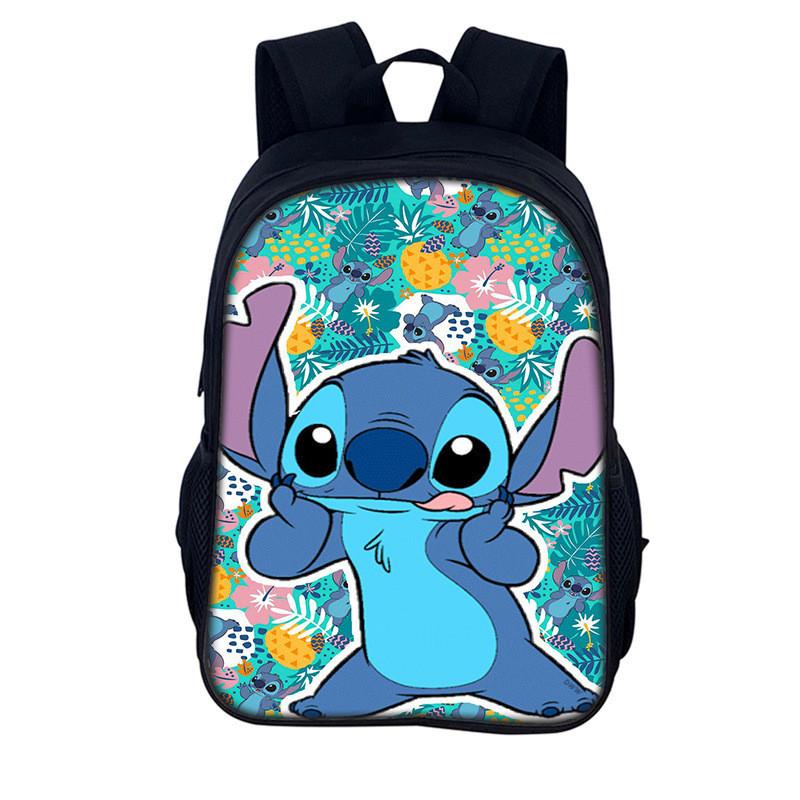 Stitch Rucksack für Kinder 16 Zoll Cartoon Polyester Schultasche für Jungen und Mädchen