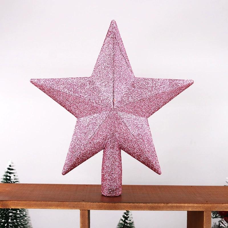 Christmas Tree Top Star Decorations, Shiny Gold Powder, Five-Pointed Star, New Year's Ornament, Merry Christmas Decorations,