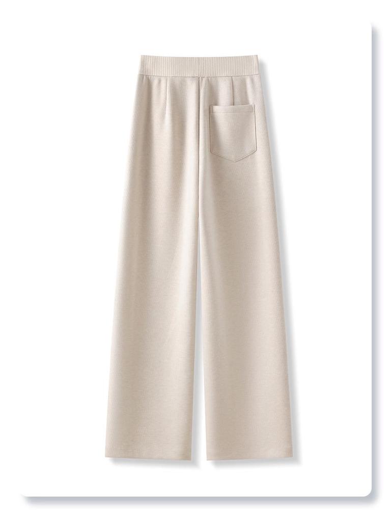 Women's 2024 Spring & Autumn Wool-Blend Wide-Leg Trousers