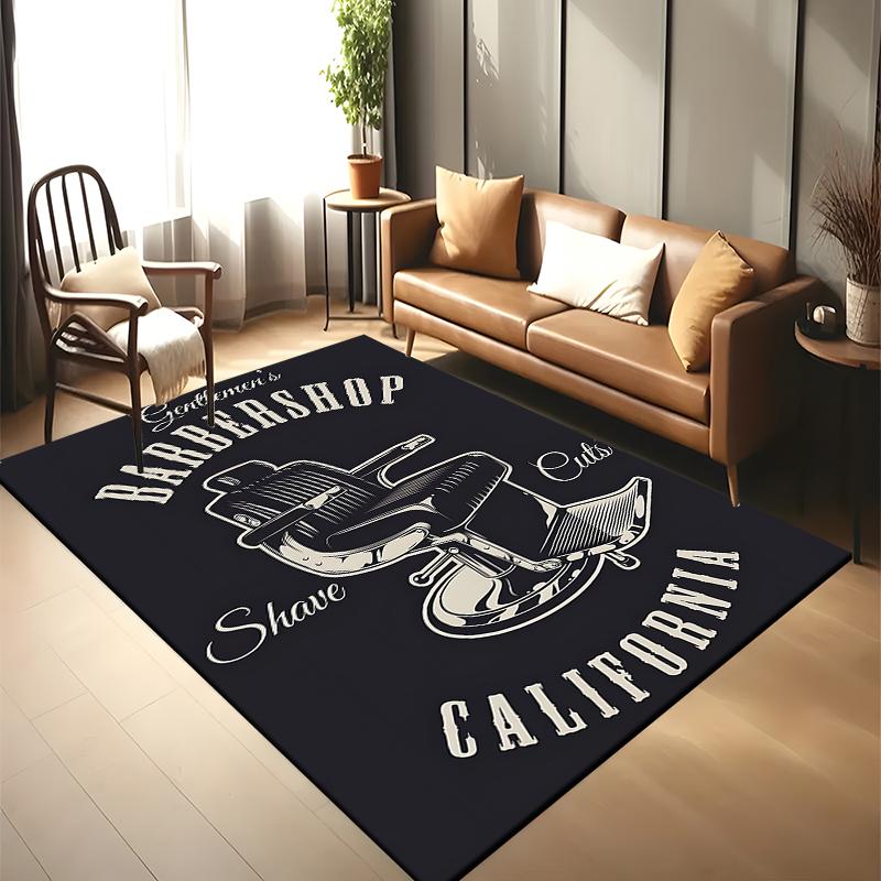 15 Size Barber Shop Retro Signage Area Rug Large Carpet Rug for Living Room Bedroom Kitchen Bathroom Bedside Play Anti-slip Mat