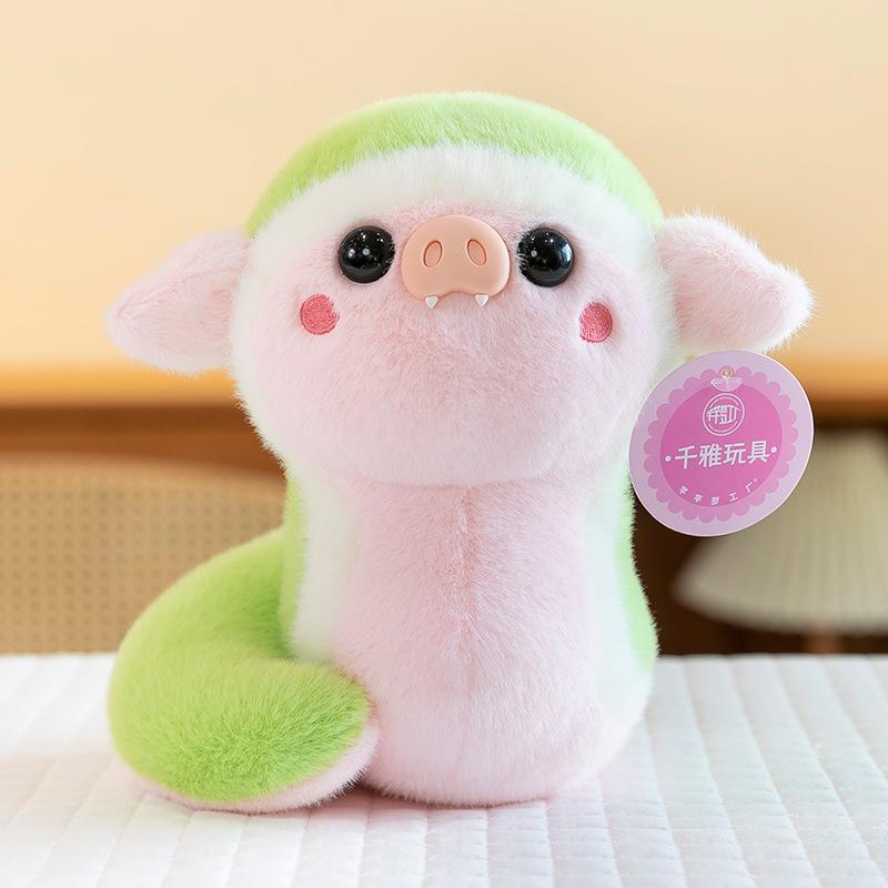 

Year of the Snake Mascot Pig Snake Doll Cute Simulation Snake Plush Toy Year Red Goods Gifts Furniture Ornament 22cm 0.35kg
