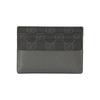 Gucci GG Supreme card holder with hollow interlocking double G canvas and leather piping, men's black and gray