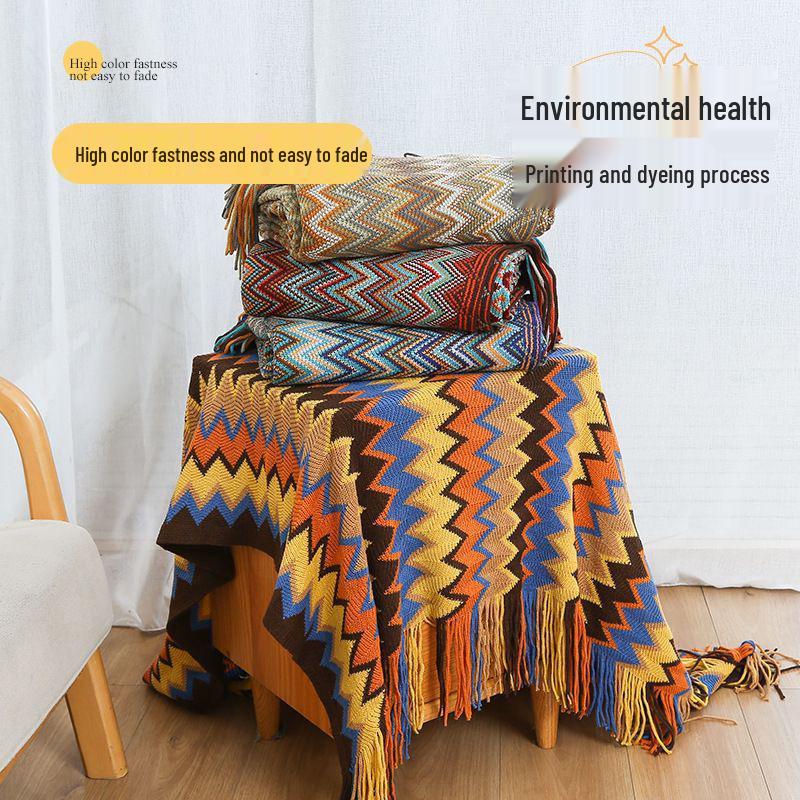 Böhmische Influencer Strickdecke - Büro Nickerchen, Outdoor Schal, Sofa Überwurf