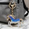 Horse Keychain Animal Shape Alloy Rhinestone Pendant Portable Compact Size Key Chain Bag Decoration Special Gift