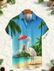 Men's Beach Anthropomorphic Animal Printed Short Sleeved shirt, Suitable For Beach Vacations And Summer Travel