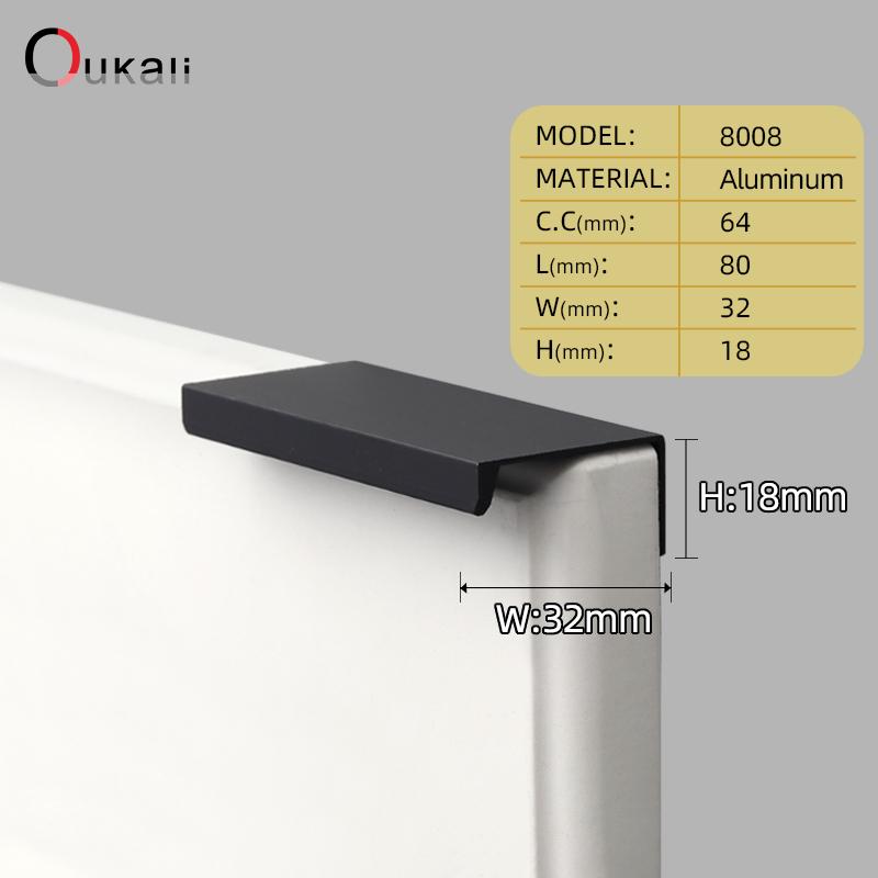 Oukali Simple 800mm Aluminum Profile Hidden Handle Embedded Kitchen Wardrobe Profile Drawer Cabinet Furniture 128Mm Gold Handles