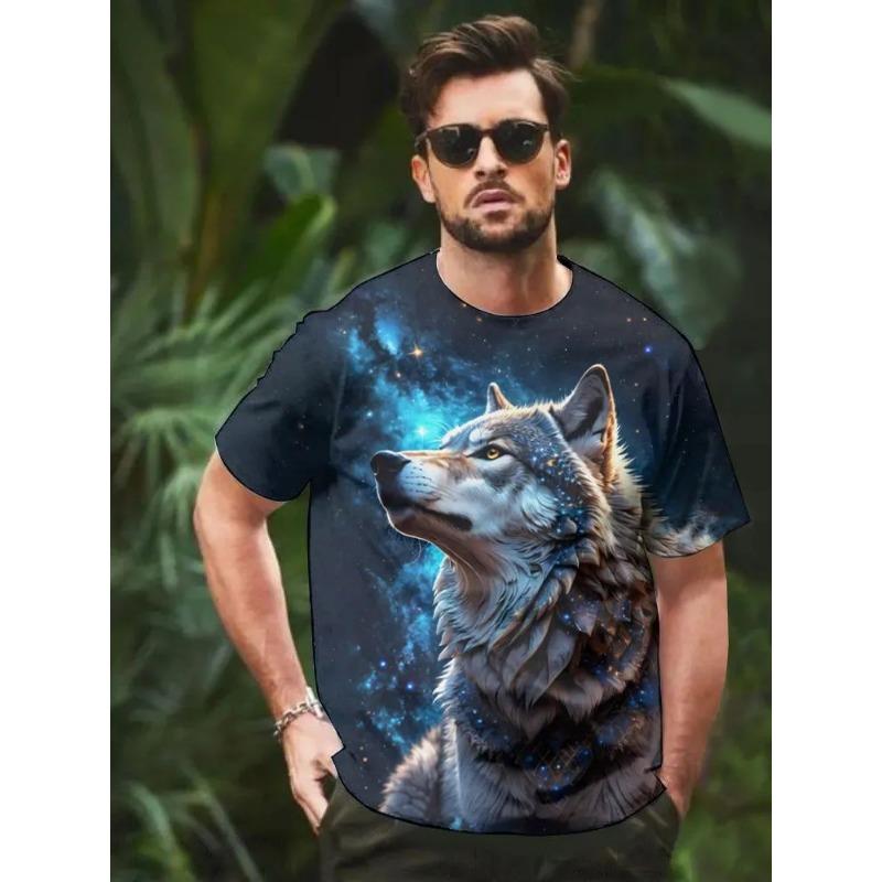 Summer Round Neck 3D Animal Print Top Fashionable Casual Short Sleeved Men's T-shirts