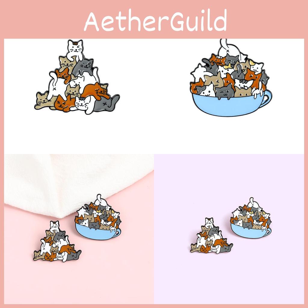 Adorable Cat Playing In Bowl Cartoon Animal Brooch Perfect For Unique Fashion Accessories