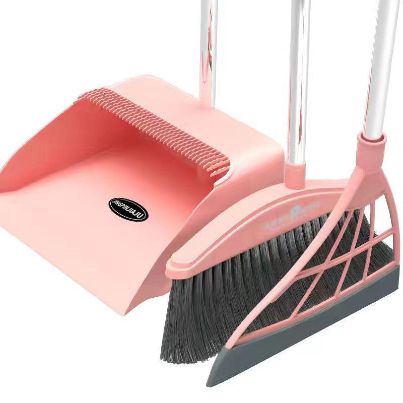 Influencer Household Broom & Dustpan Set: Non-Stick Hair Sweeping, Squeegee & Garbage Shovel.