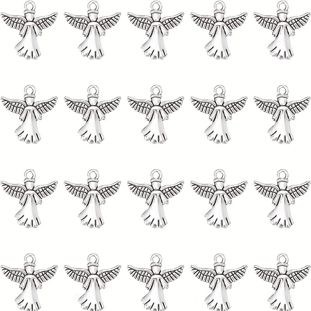 10/30/50pcs Angel Guardian Angel Talisman Alloy Wings Double Sided Jewelry Making Talisman Christmas Earrings Necklace Bracelet Supplies Crafts