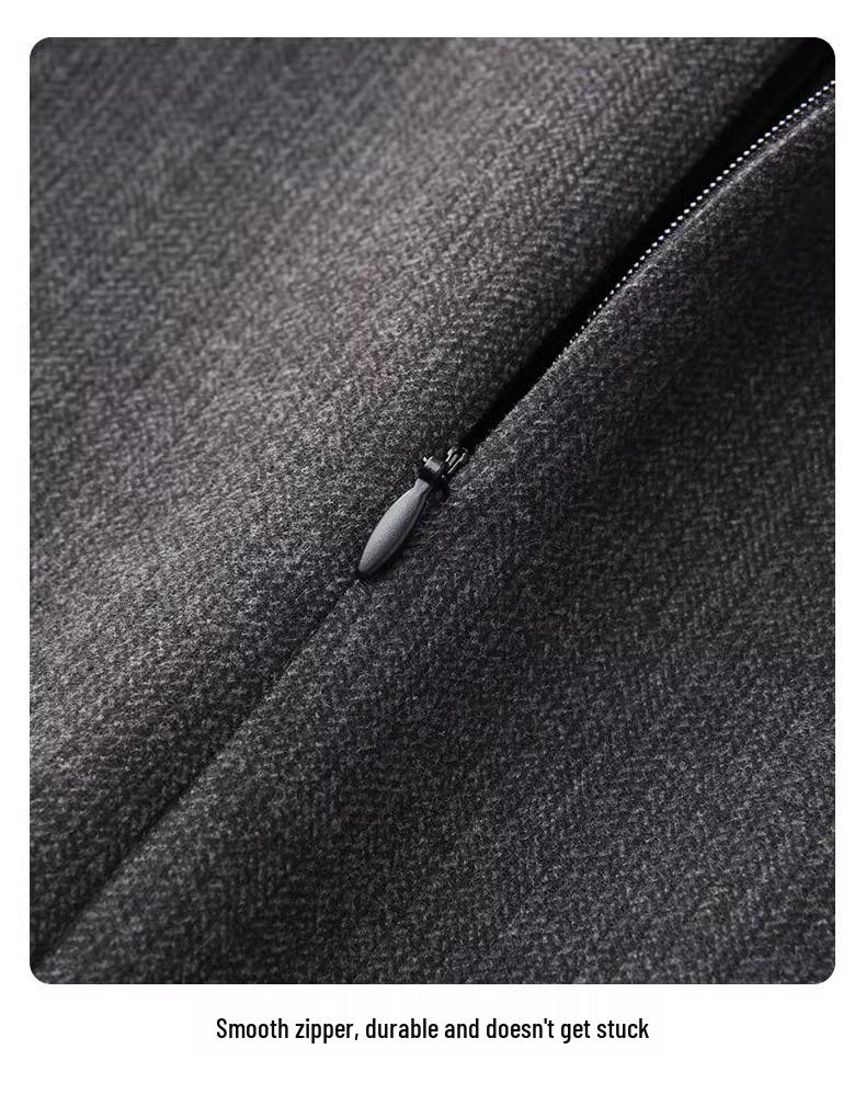 Women's Gray Wool A-line Midi Skirt - High Waist, Slimming, Professional Winter 2024