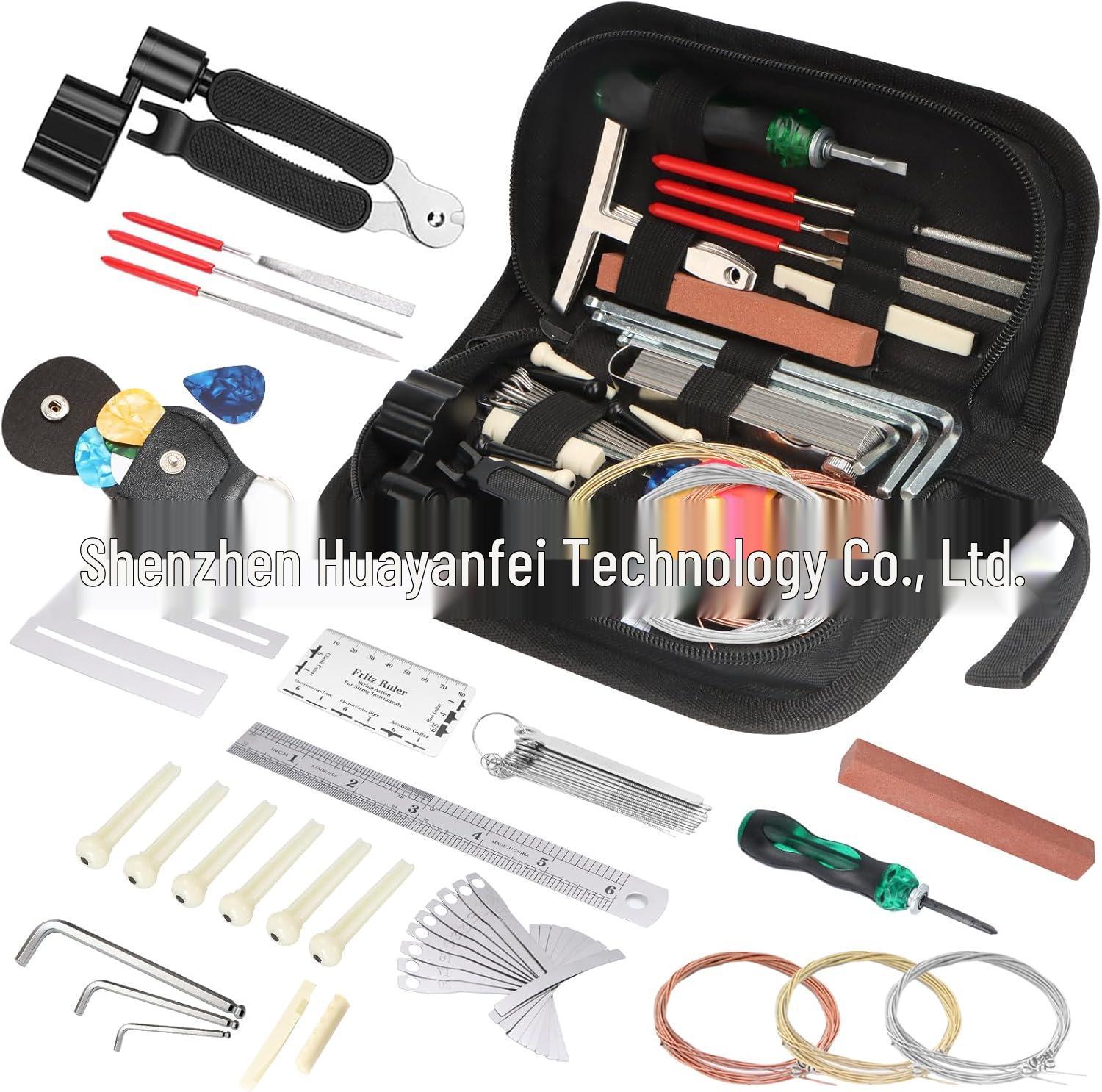 63-Piece Guitar Repair Kit: Screwdriver, File, String Winder, Pick, Wrench, T-Gripper, Sander, and More. 63-in-1 Guitar Tool Set