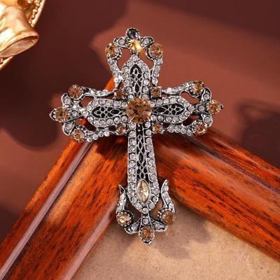 Spille a Forma di Croce Borchiate Strass Retrò per Cappotti da Donna Accessori Gioielli Regali