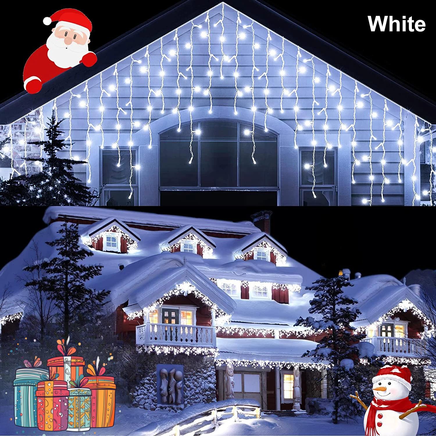 

Солнечные занавески сосулек гирлянды наружные карнизы декоративные огни 8 режимов освещения свадьба рождество вечеринка садовые гирлянды 7.5M 160Leds белый