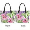  Floral Tote Bag Watercolor Tropical Print Large Capacity Casual Shoulder Bag for Shopping Beach Daily Use