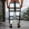 Men s Plus Size Black Grey Plaid Printed Drawstring Waist Cuffed Ankle Jogger Pants