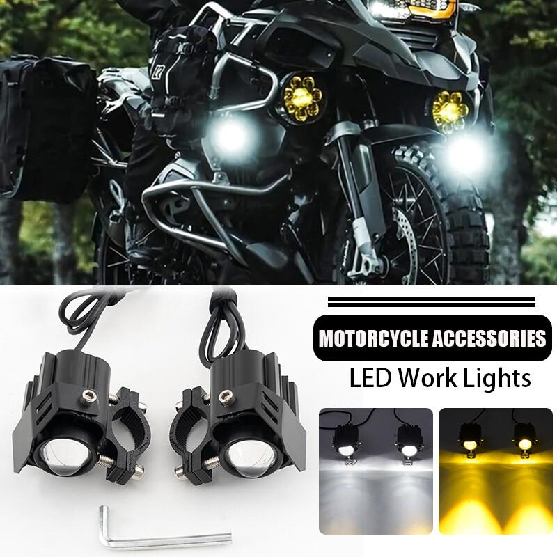 90W LED Motorcycle Headlight Yellow White Hi/Lo Spot Light Driving Fog Lamp Pair