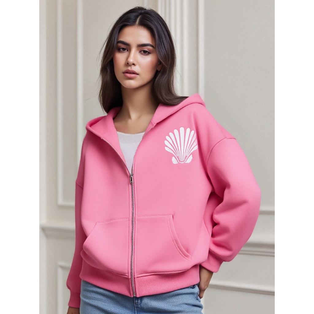 STREETRICH Luxus Damen Frühling Herbst Kapuzenpullover Langarm Surfbrett Stickerei Reißverschluss Hoodie Alternative Kleidung