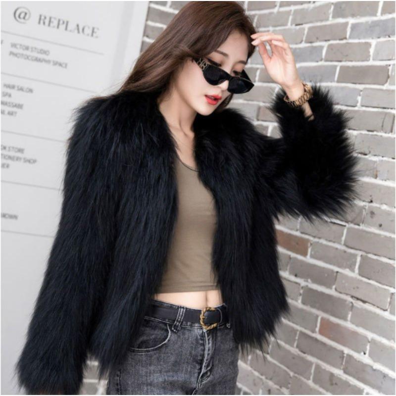 Imitation Fur Coat Women's Autumn and Winter New Imitation Fox Fur Coat Thickened Medium and Long Fur Coat Tide