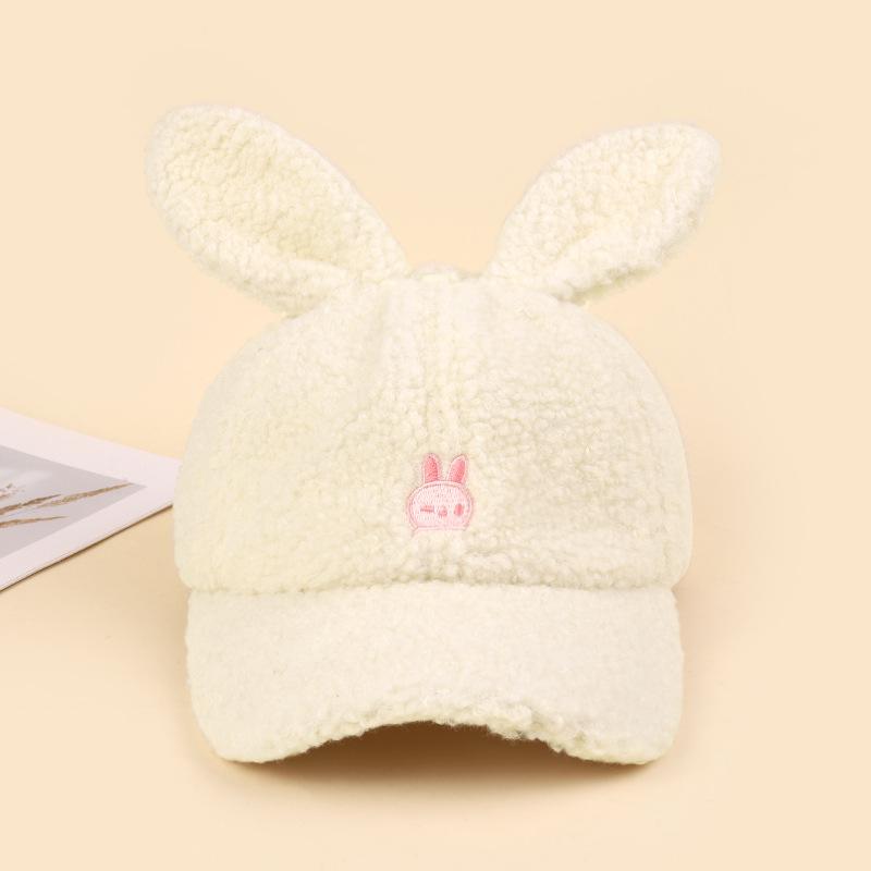 Fashion Hat Simple Ladies Cute Plush Hat Warm in Autumn and Winter New Sweet Street Cap Ear Rabbit Baseball Cap