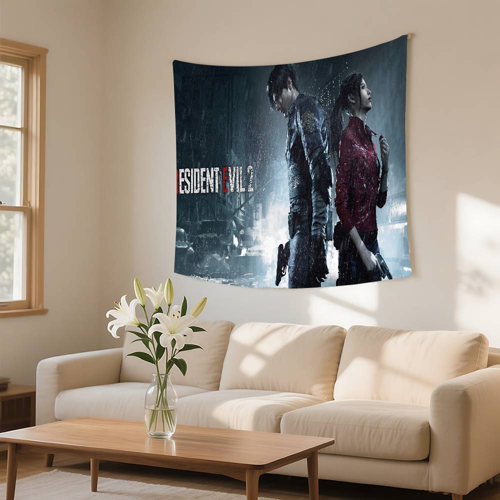 Game RResident Leon Kennedy Evil Tapestry Wall Hanging Tapestry Art Deco Blanket Curtain Hanging Home Bedroom Living Room Decor