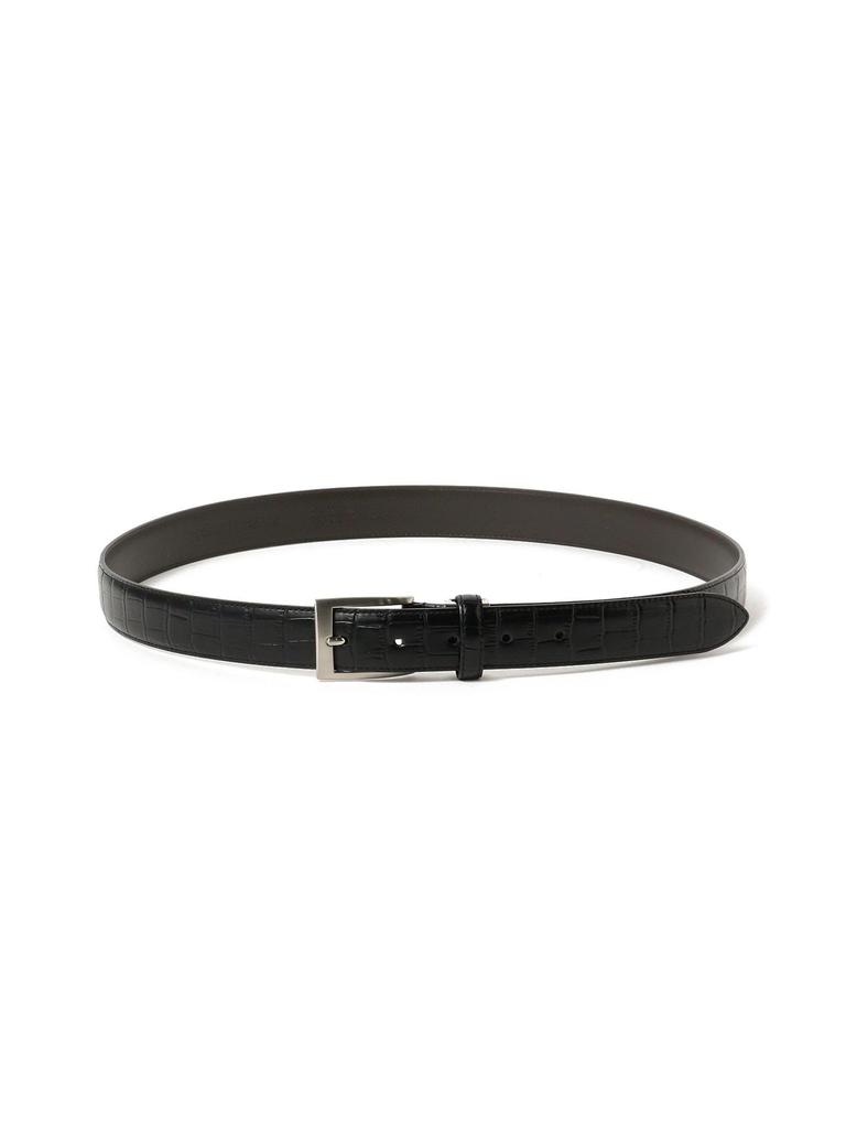[BEAMS HART] Leather Belt, Crocodile Stamp Leather Belt, Men's, BLACK -