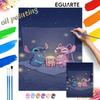 Disney Stitch and Angel eating popcorn oil painting art set handmade diy gift home decoration