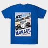 Men Black Print T-shirt Monaco Vintage 1984 Grand Prix Auto Road Racing Poster Print No-Cut Transfer Paper Print Cotton Tshirt