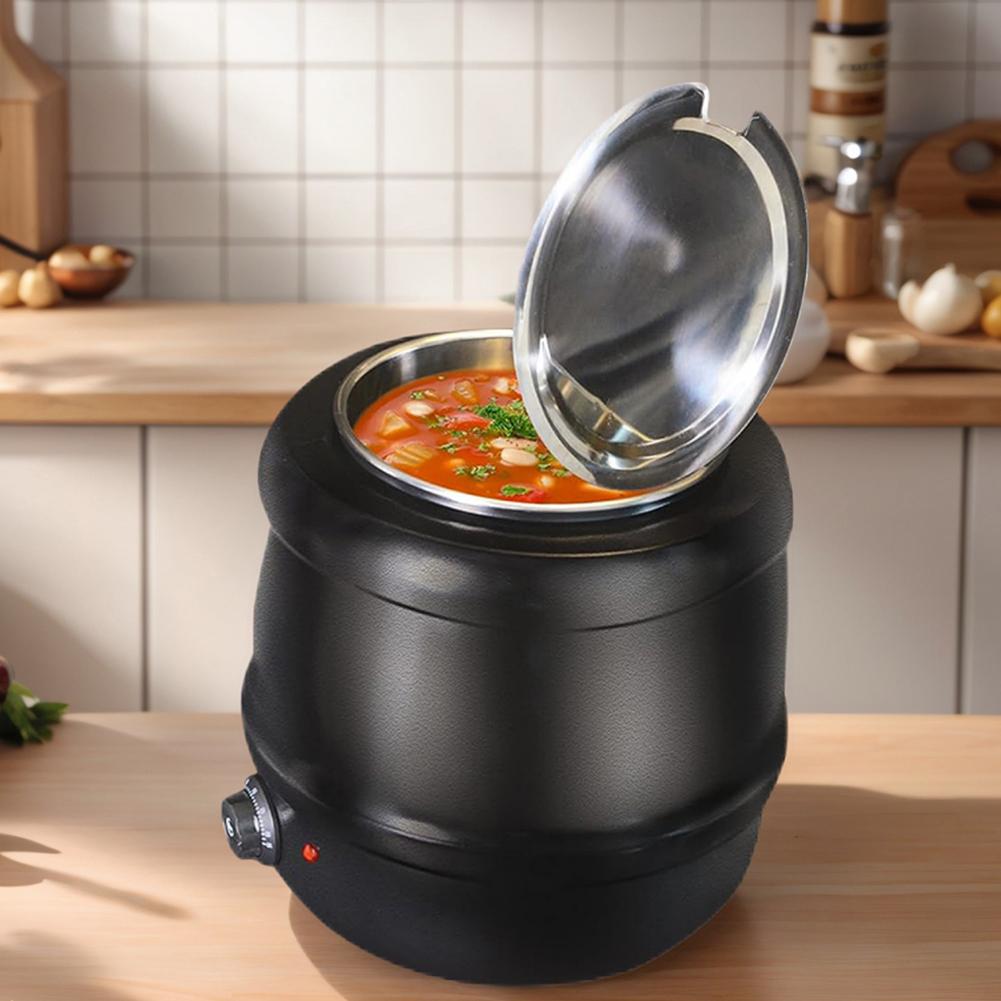 10L Buffet Warming Pot Stainless Steel Electric Soup Warmer Heating Stew Kettle for Restaurants and Party Home Catering