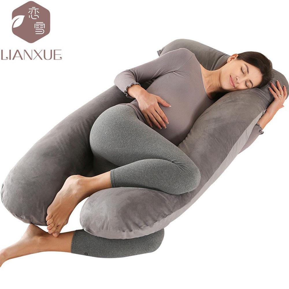 Crystal Velvet U-shaped Pregnancy Pillow Waist Protection Side Sleeping Pillow Breastfeeding Multifunctional Hug Pillow