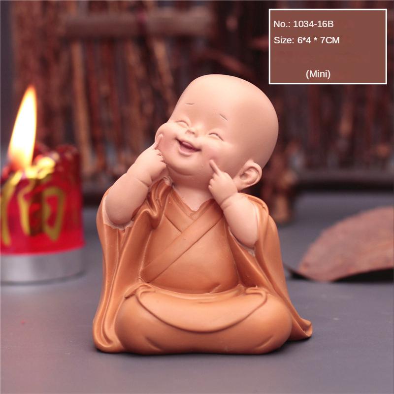 Cute Small Monk Status Figurines Religion Buddha Resin Crafts Desk Miniatures Ornaments Accessories Home Decor Car