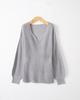 Women's V-Neck Long-Sleeve Ruffle Waist Solid Color Pullover Sweater - European & American Fashion
