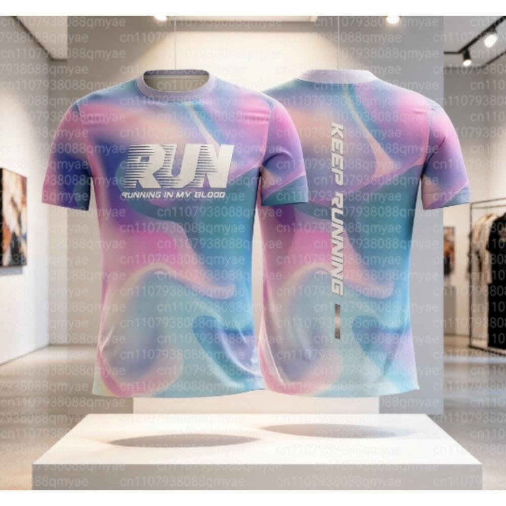 

Simple Fashion Run Letters T Shirts Fashion Trend Outdoor Running 3D Printed Unisex T-shirts Loose Quick Dry Tees FamilyMatching S