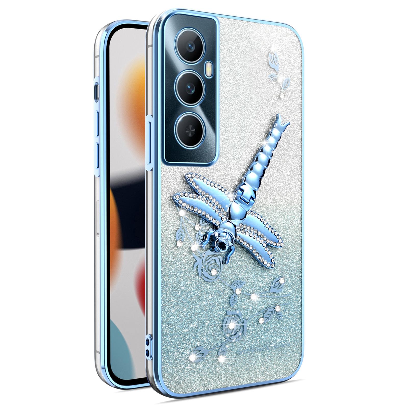 

KADEM For Realme C65 4G Case Dragonfly Kickstand TPU Flowers Glitter Phone Cover C