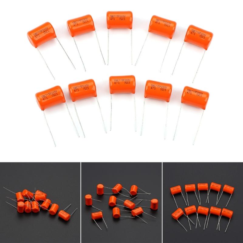 10Pcs Orange Tone Caps Guitar Bass Tone Caps Capacitors 200V 715P .047uf Electric Guitar Capacitors Guitar Accessories