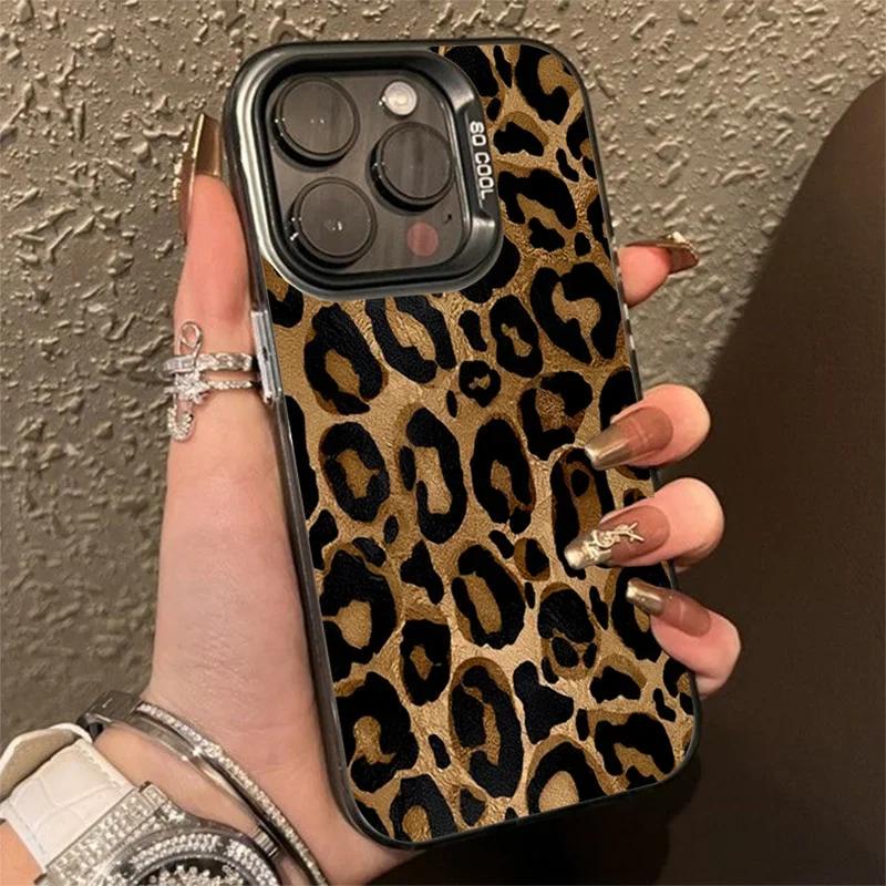 Brown Leopard Anti-drop Armour Phone Case For  11 Lite 5G NE 14 13T 13 12T 12X 12 Poco F6 X5 X6 M6 Pro Lens Protect Cover