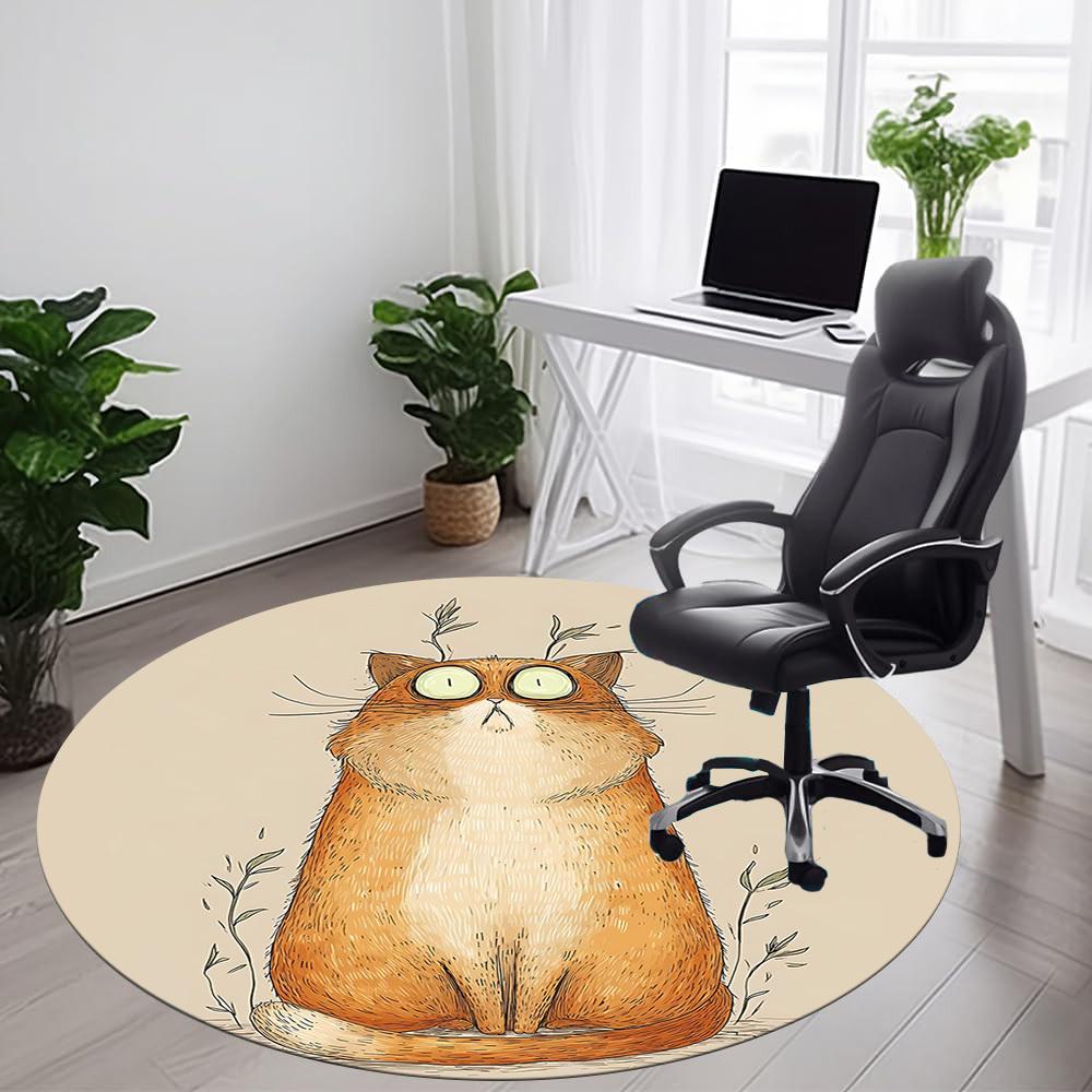 1PC Cat Whiskers Office Round Area Rug, Mat Suitable ForOffice, Under Office Chairs Bedroom Living Room Home Decor, Room Deco