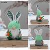 Chaoya Easter Fabric Faceless Bunny Couple Dolls Knitted Hat Decoration Figurines